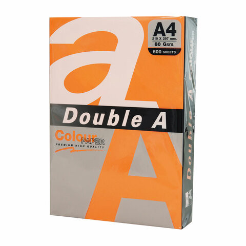 Бумага цветная DOUBLE A, А4, 80г/м2, 500 л, интенсив, оранжевая, ш/к 31934